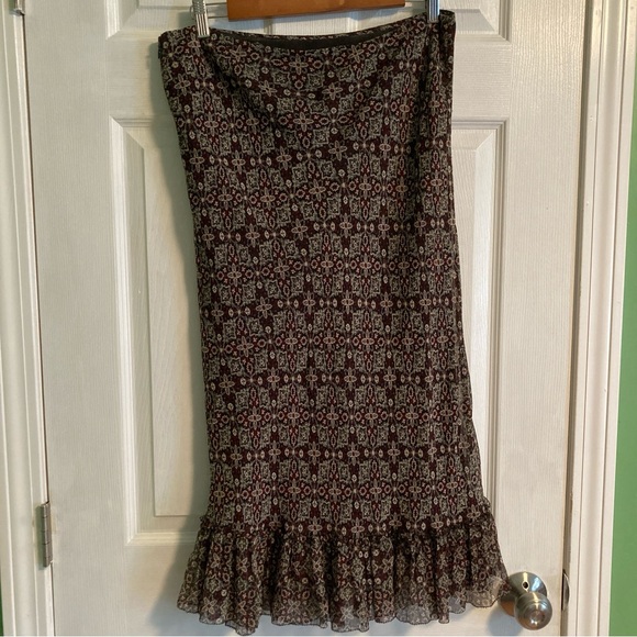 City DKNY 100% silk red and black floral mermaid maxi skirt size 10 - Picture 5 of 10